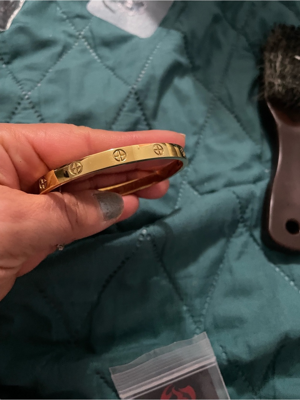 Gold-tone Screw Motif Bangle Bracelet